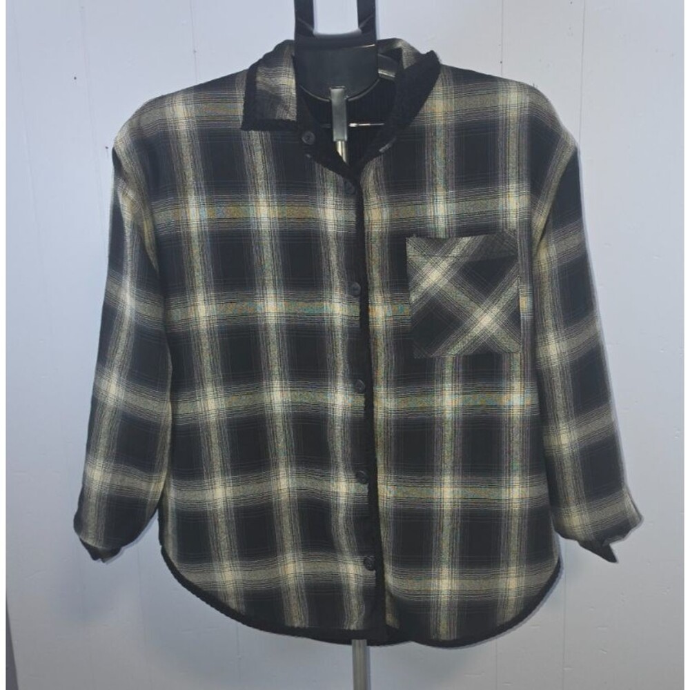 Thread & Supply Black Plaid Reversible Jacket Size L/XL Large X-Large